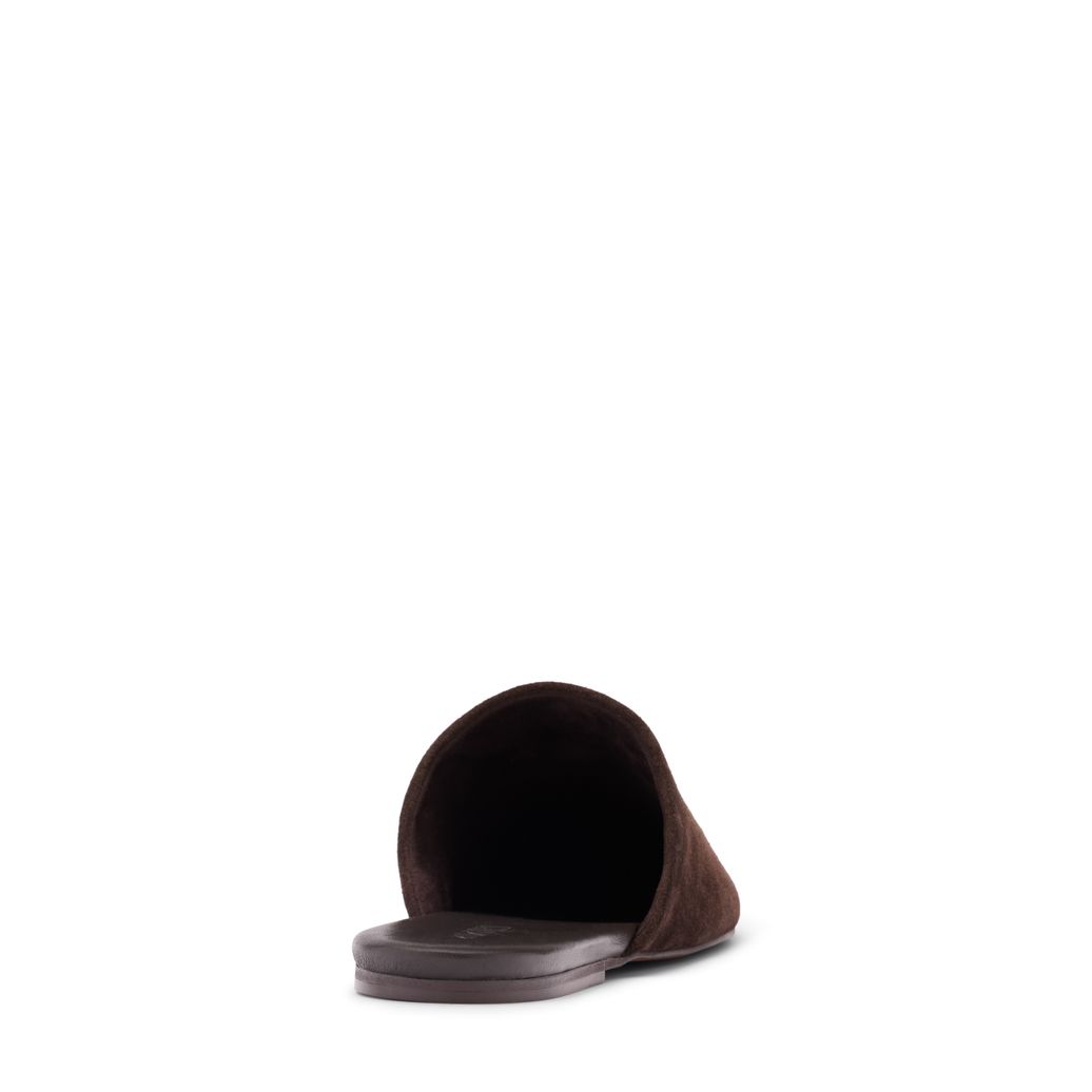Mules plates en daim - marron foncé