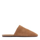 Beigefarbene Veloursleder-Mules