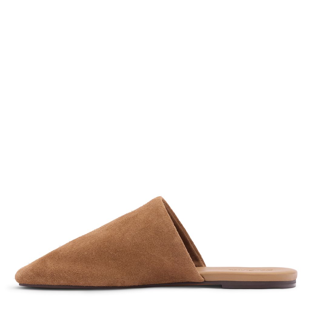 Mules plates en daim - beige