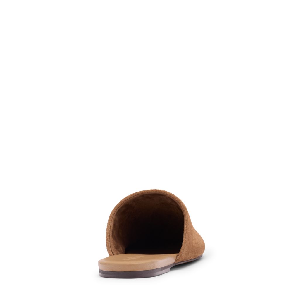 Beigefarbene Veloursleder-Mules