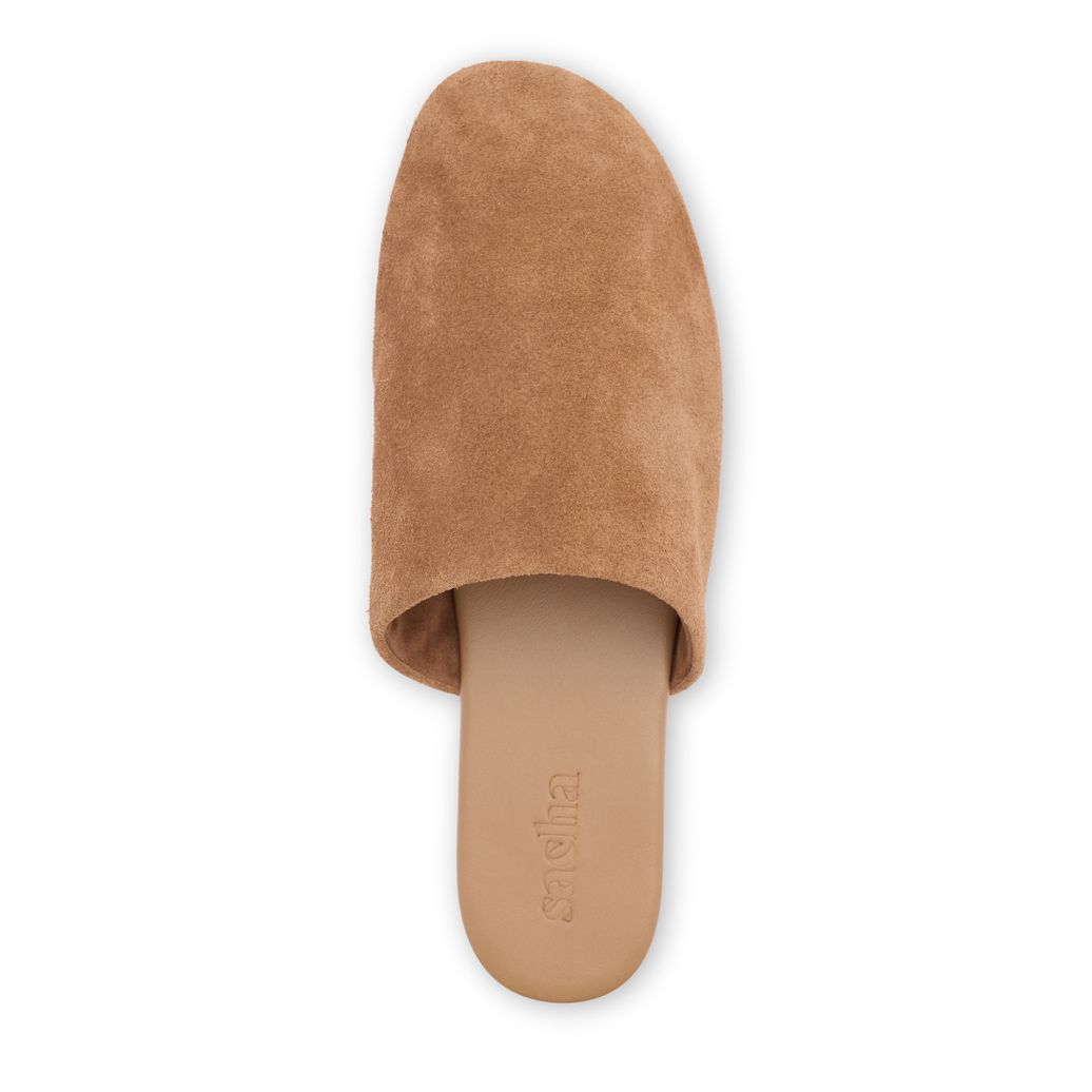 Mules plates en daim - beige