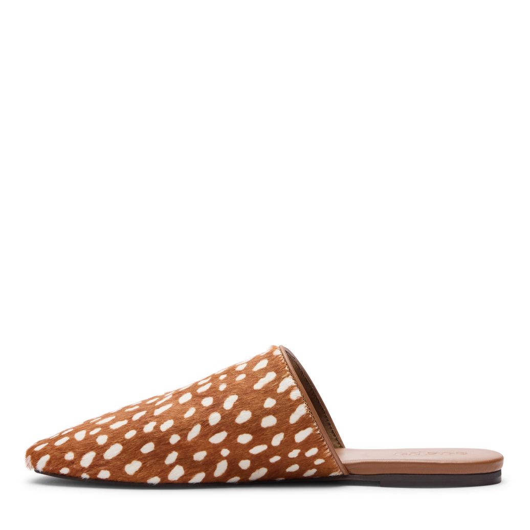 Mules plates en cuir avec imprimé Bambi - marron