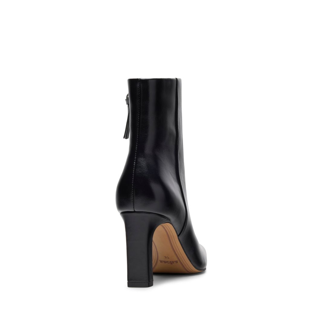 Schwarze Lederstiefeletten mit Absatz