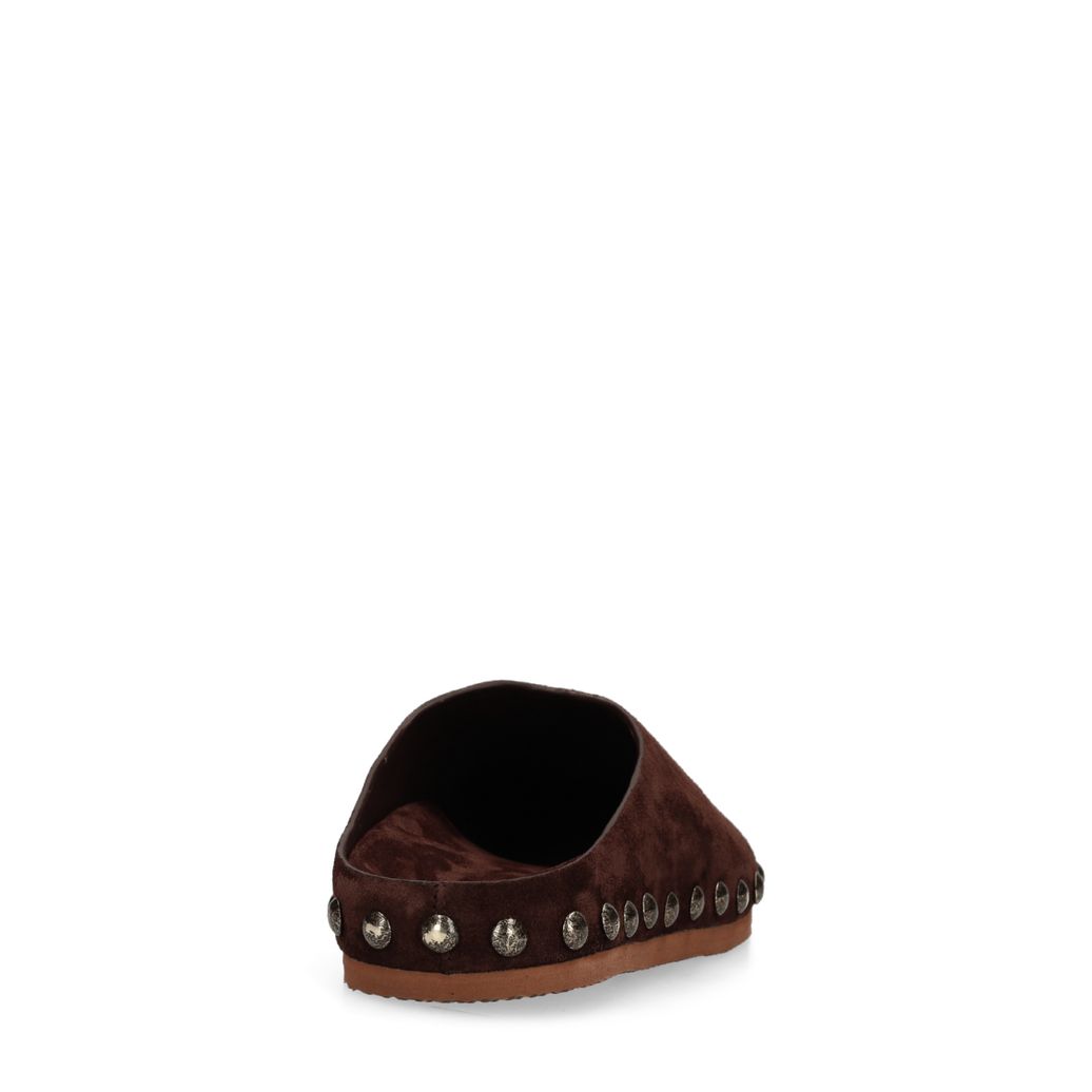 Sabots en daim avec clous - marron foncé