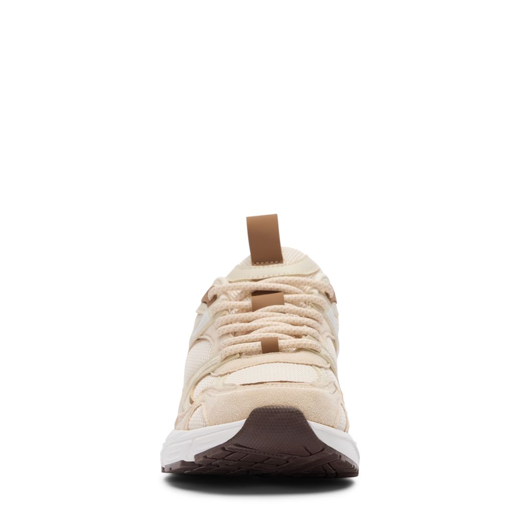Beige sneakers met bruine details
