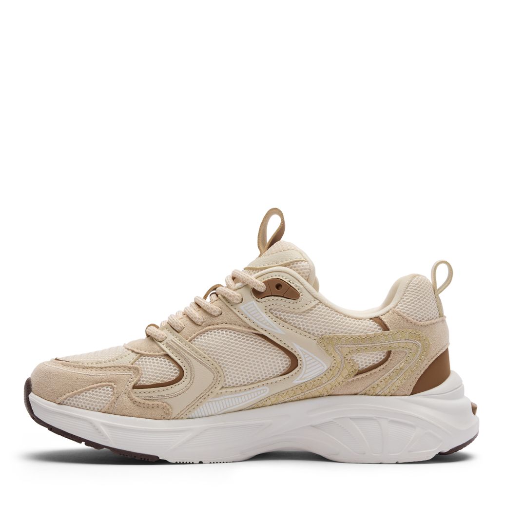 Beige sneakers met bruine details