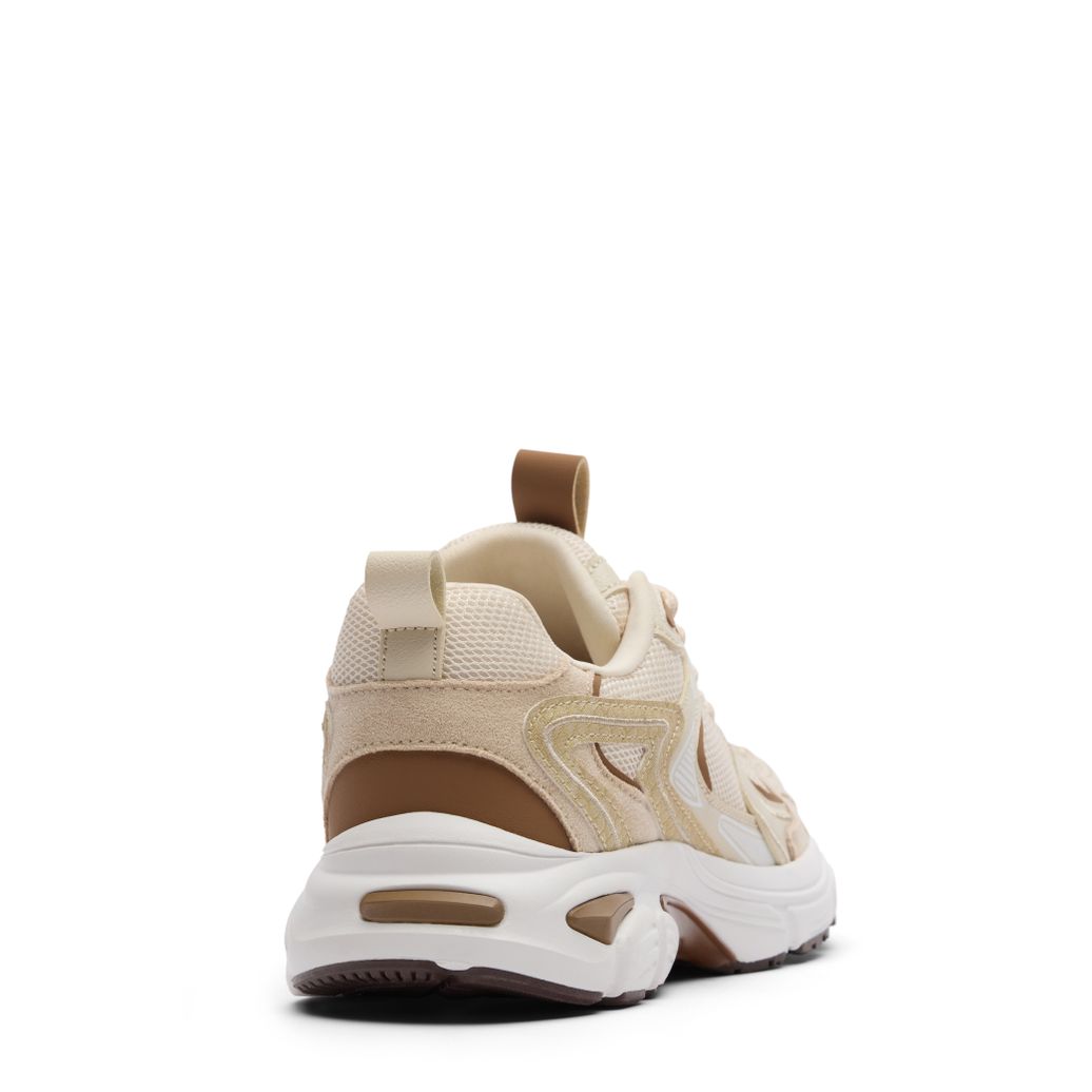 Beige sneakers met bruine details