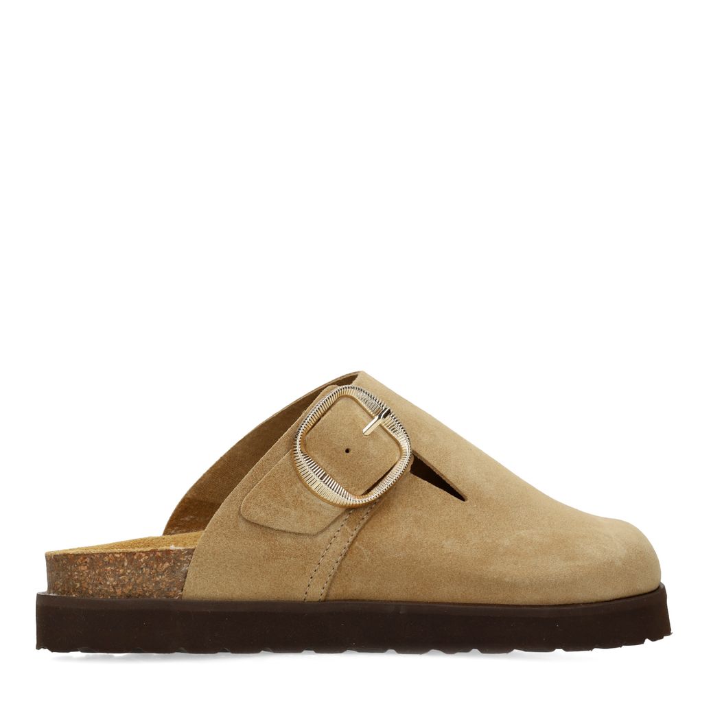 Sabots en daim avec boucle - taupe