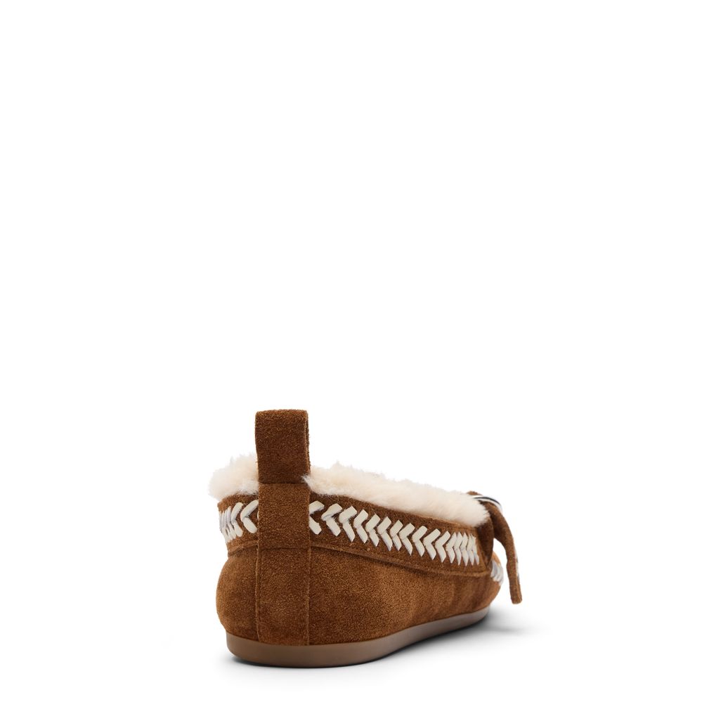 Cognac suède faux fur loafers