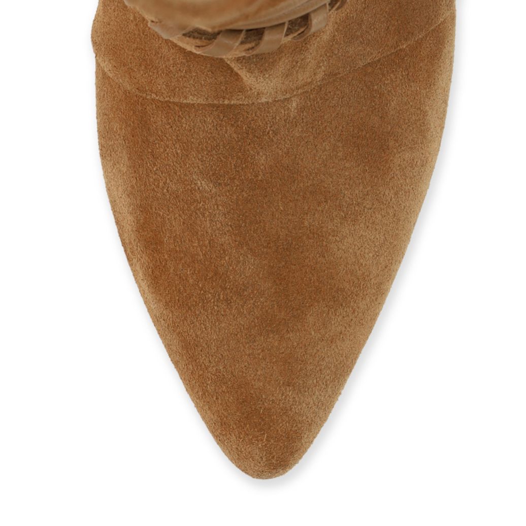 Bottines à talon souples en daim - beige