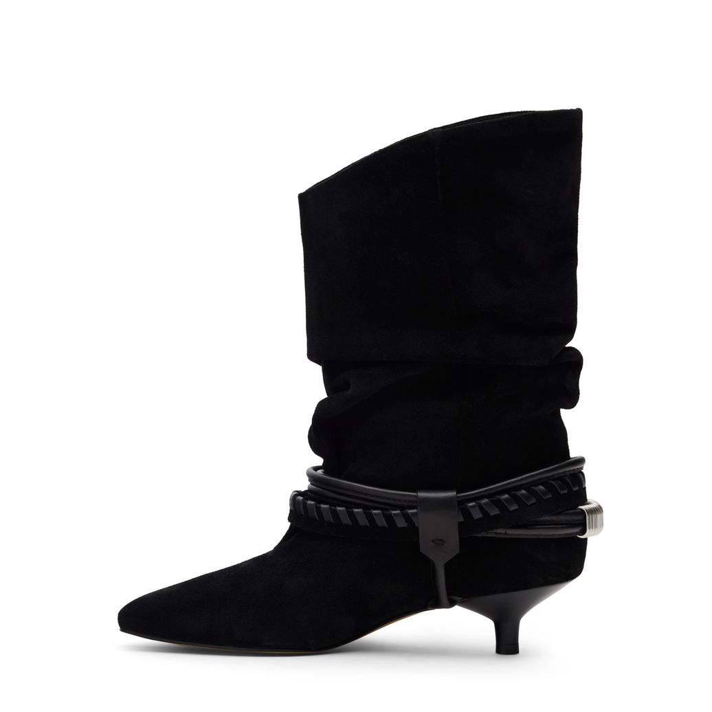 Bottines à talon souples en daim - noir