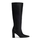 Bottes hautes à talon en cuir - noir