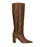Bottes hautes à talon en cuir - taupe