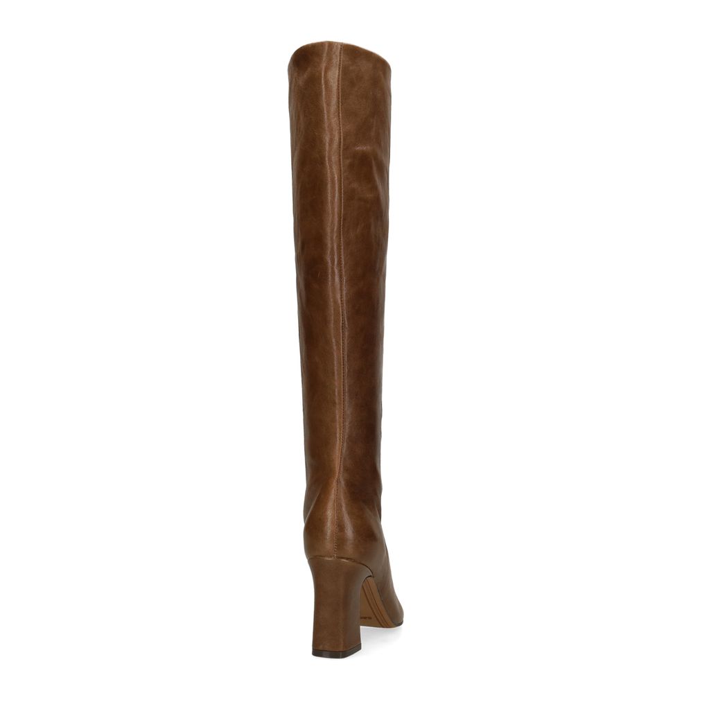 Bottes hautes à talon en cuir - taupe