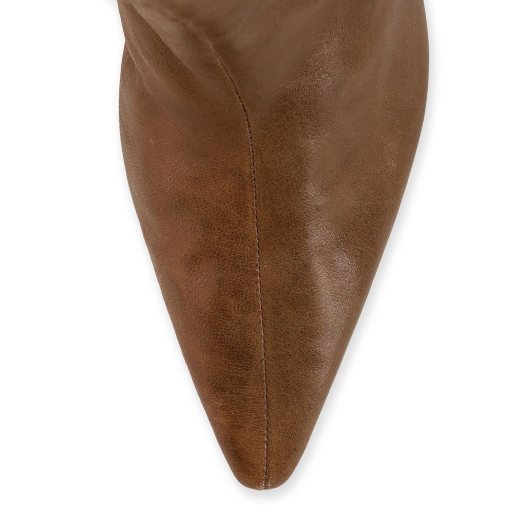 Bottes hautes à talon en cuir - taupe