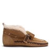 Beige suède faux fur bootschoenen