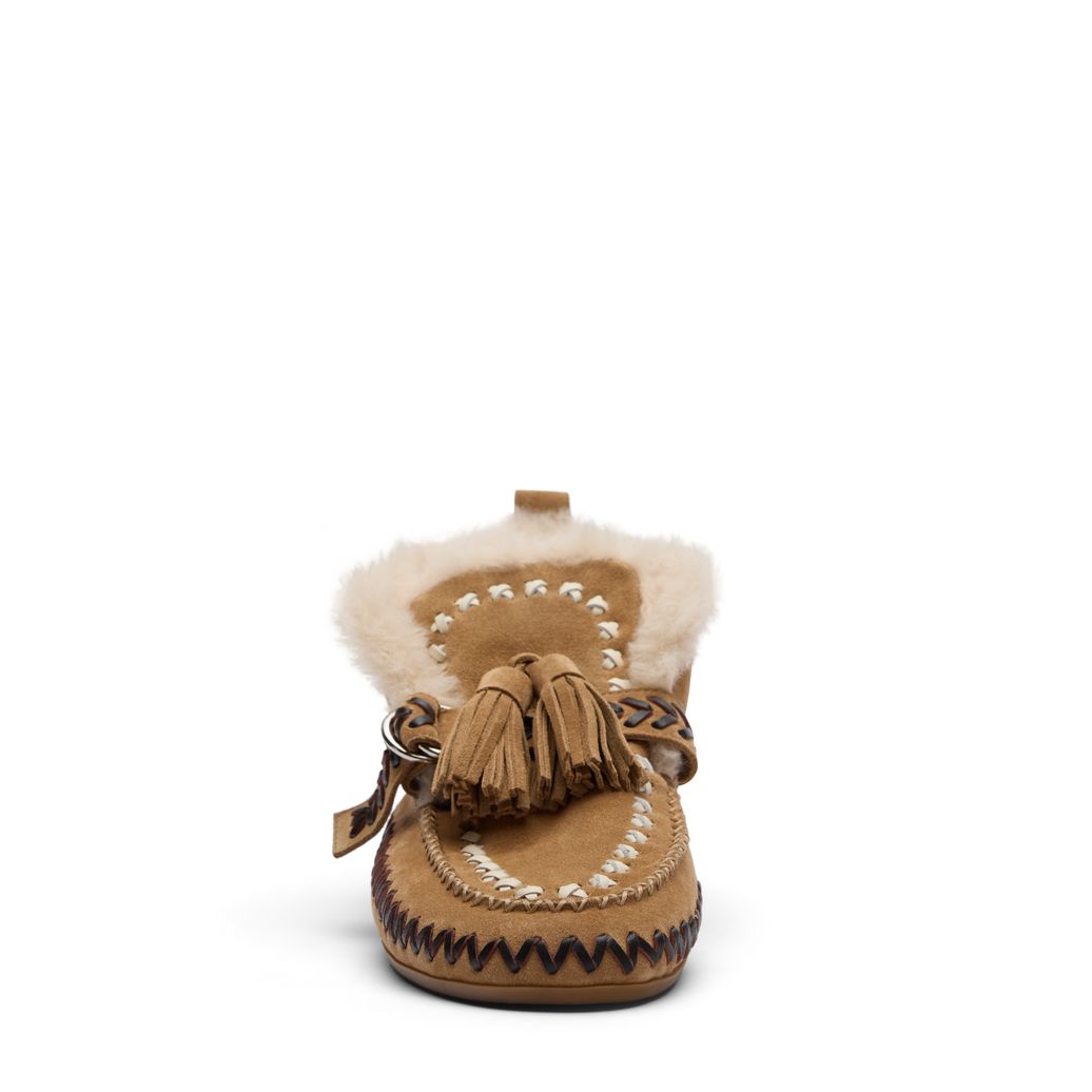 Beige suède faux fur bootschoenen