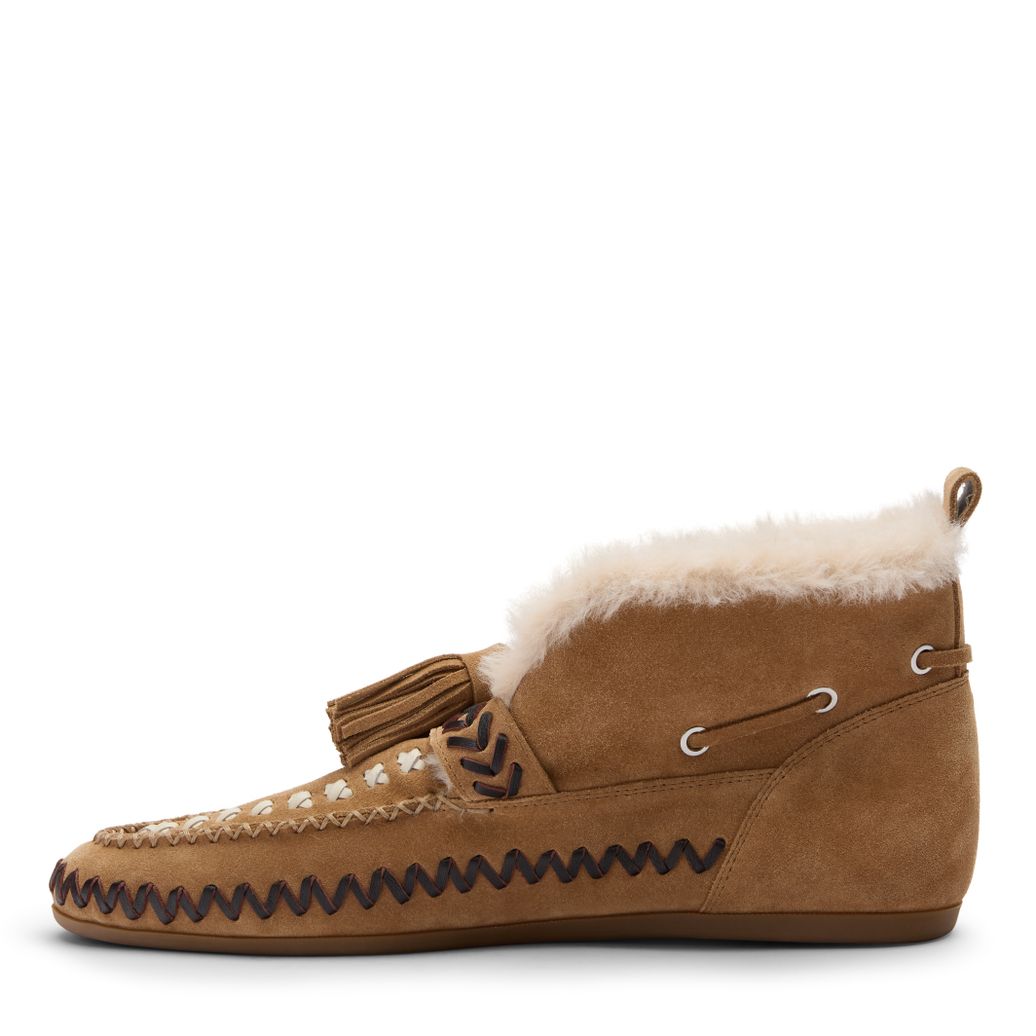 Beige suède faux fur bootschoenen