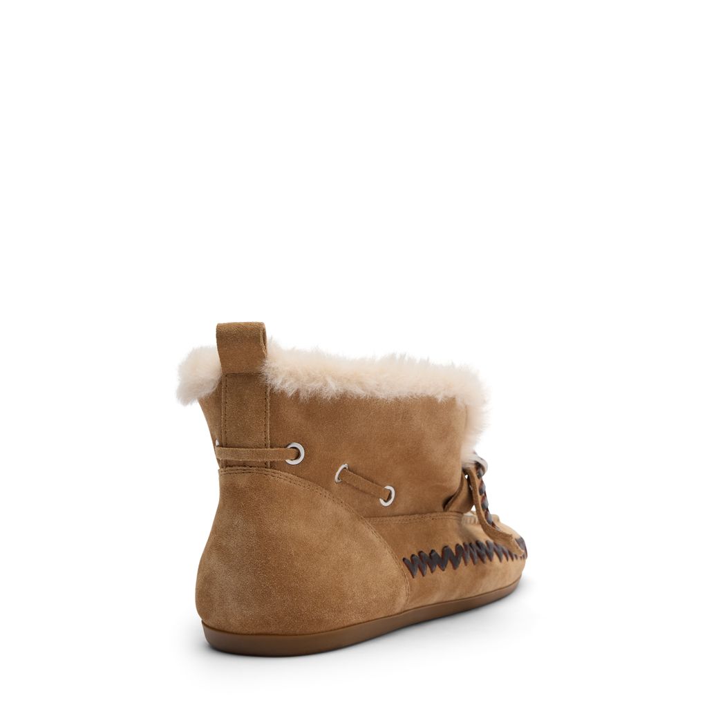 Beige suède faux fur bootschoenen