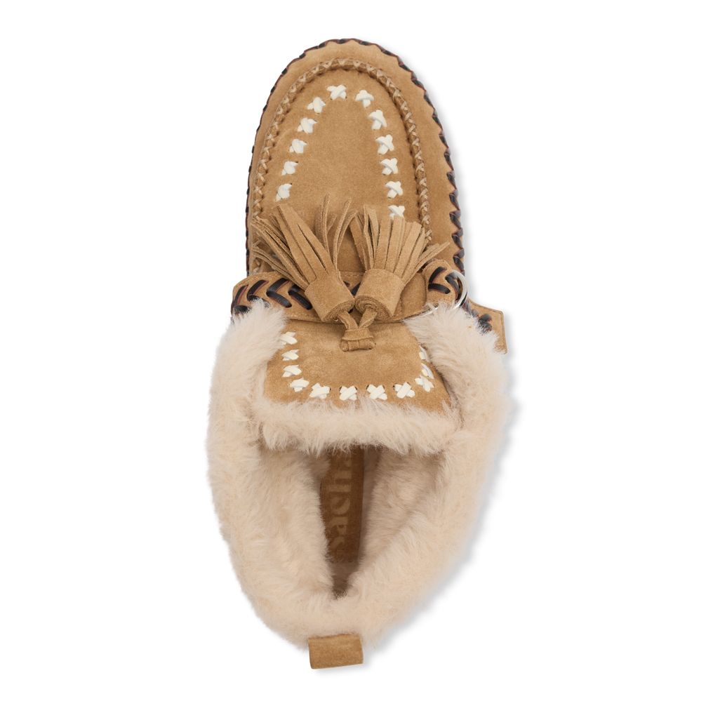 Beige suède faux fur bootschoenen