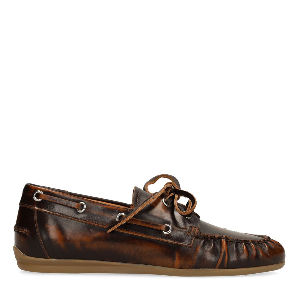Bootsschuhe aus Leder in Washed-Optik