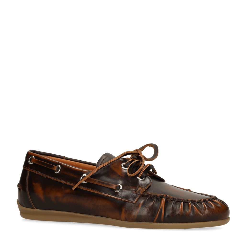 Bootsschuhe aus Leder in Washed-Optik