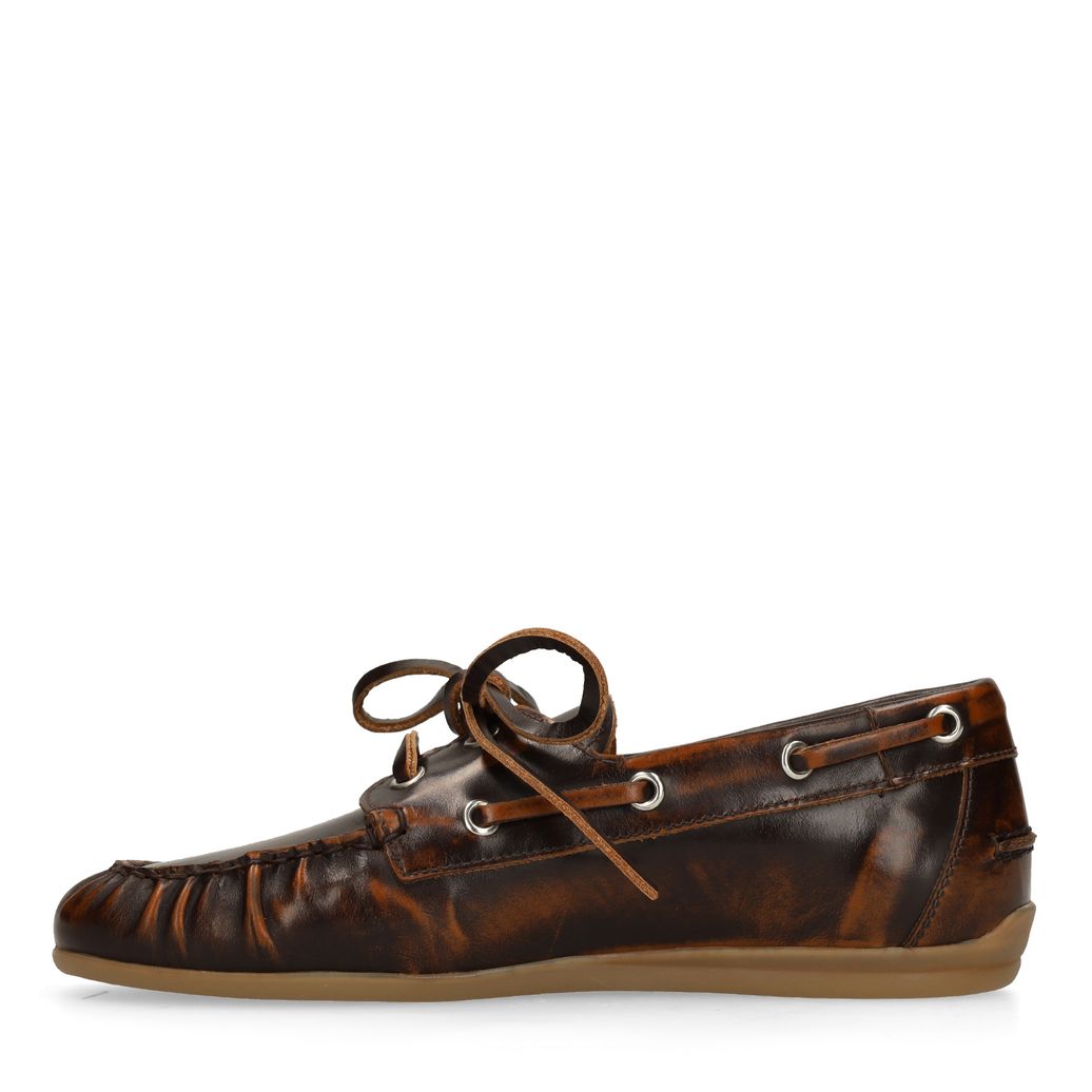 Bootsschuhe aus Leder in Washed-Optik