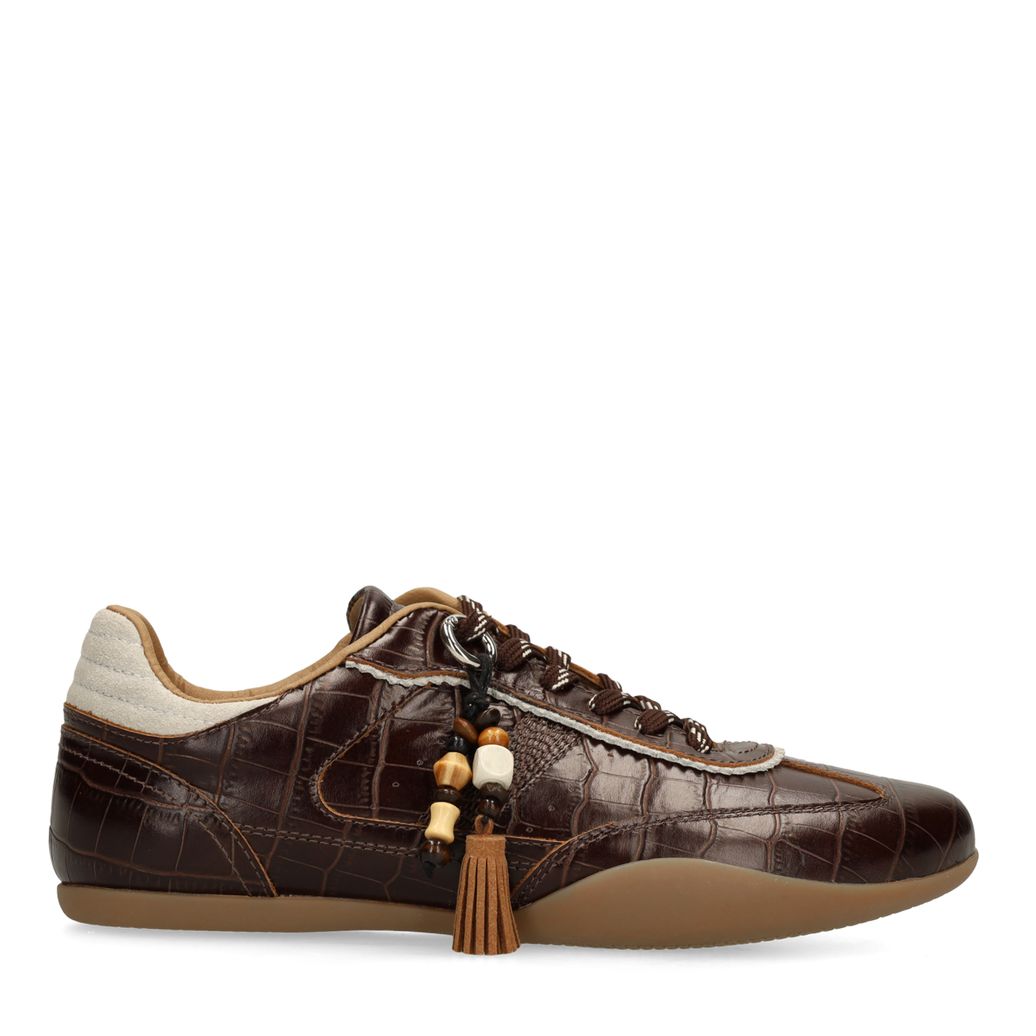 Bruine leren croco sneakers