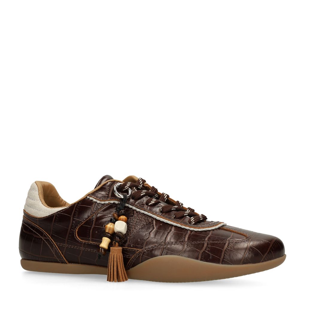 Bruine leren croco sneakers