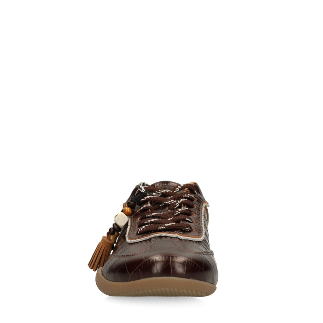 Bruine leren croco sneakers