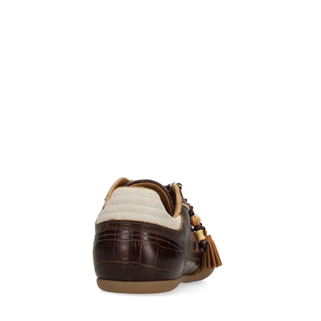 Bruine leren croco sneakers