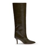 Bottes hautes à talon avec motif croco - vert