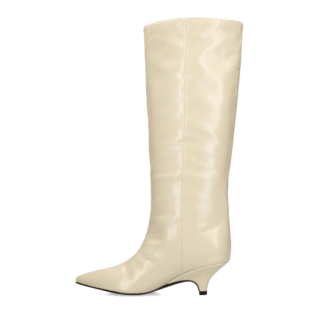 Bottes hautes à petit talon - blanc cassé