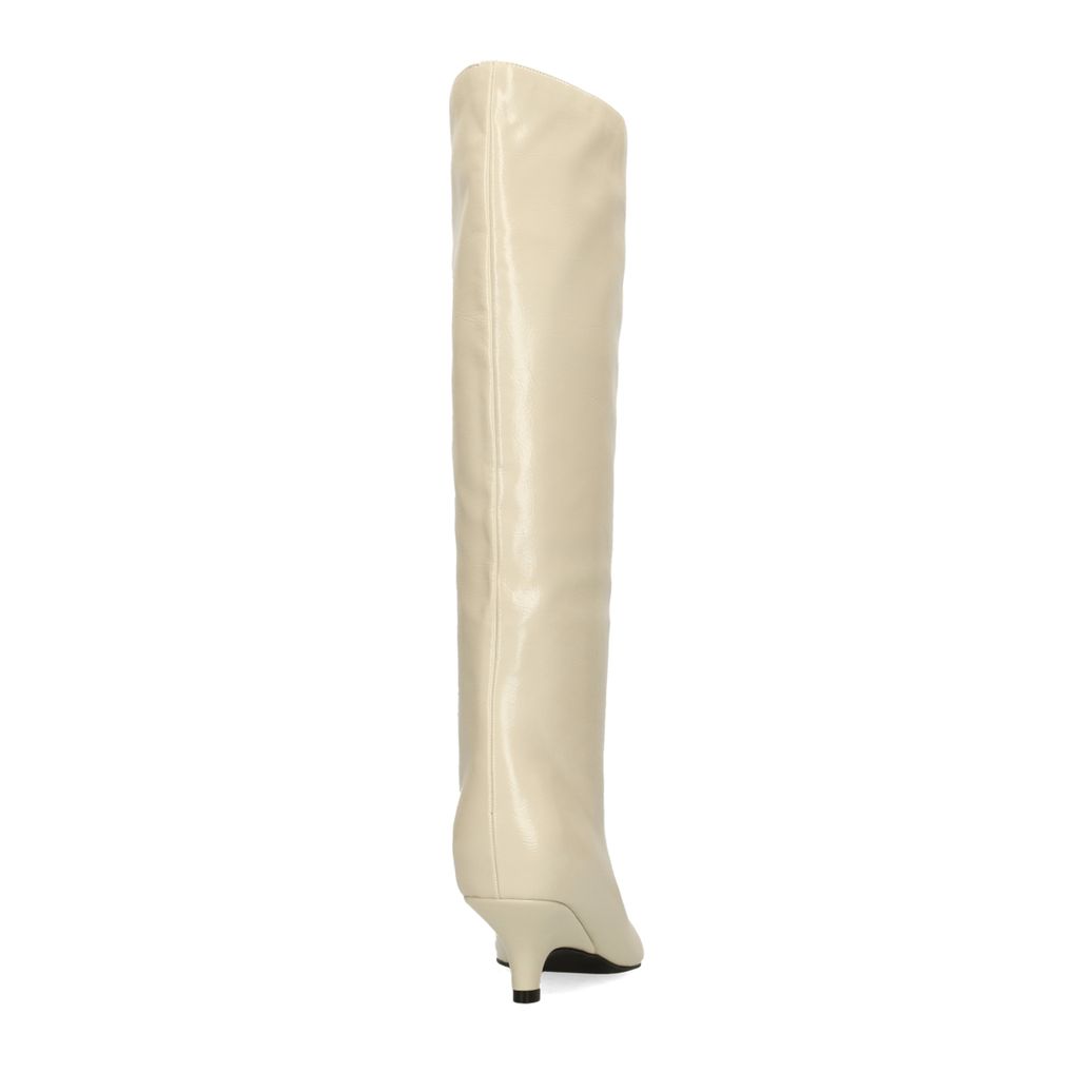Bottes hautes à petit talon - blanc cassé