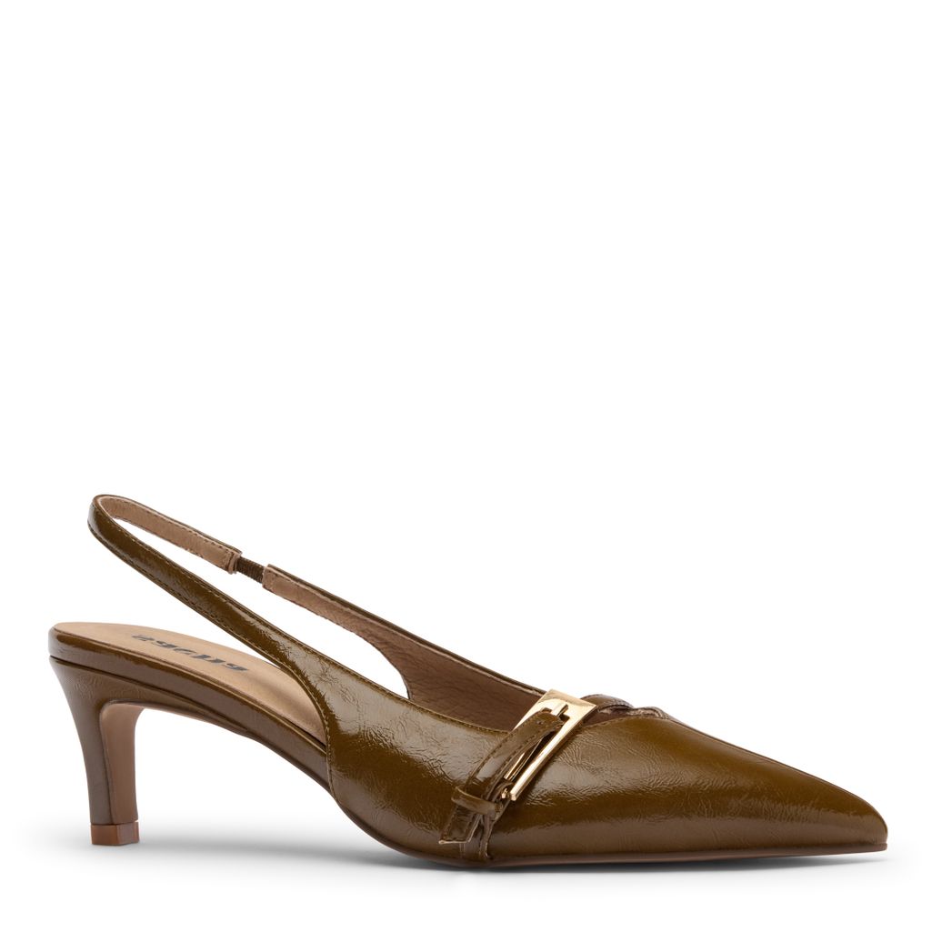 Bruine lak slingbacks met gesp