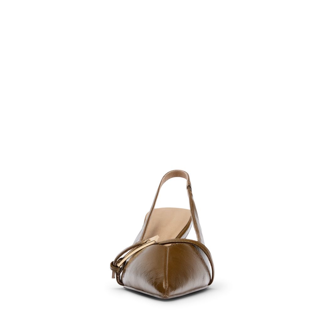 Slingbacks vernies avec boucle - marron
