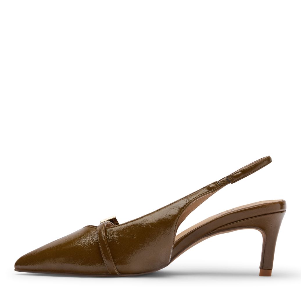 Slingbacks vernies avec boucle - marron