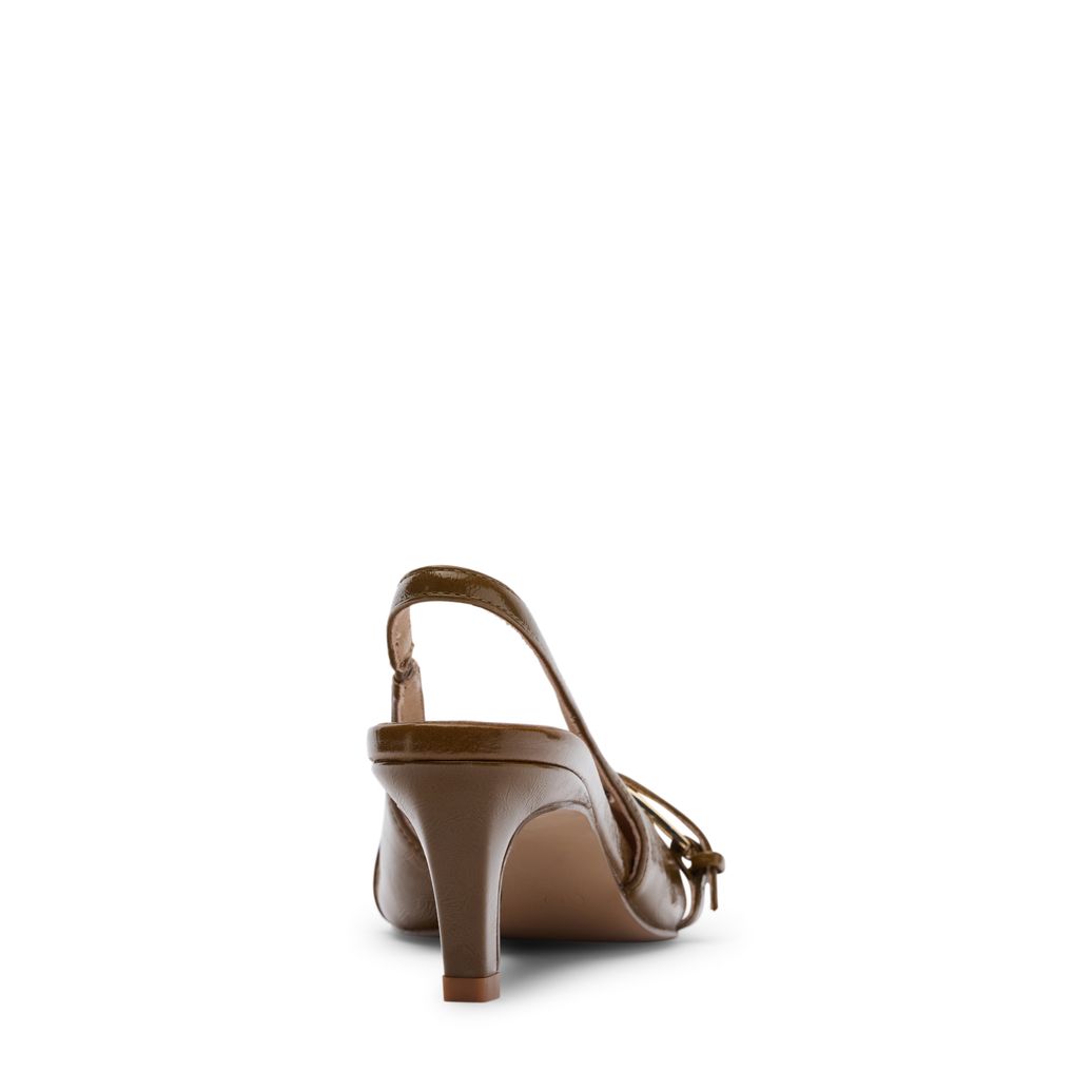 Bruine lak slingbacks met gesp