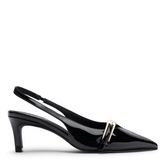Slingbacks vernies avec boucle - noir