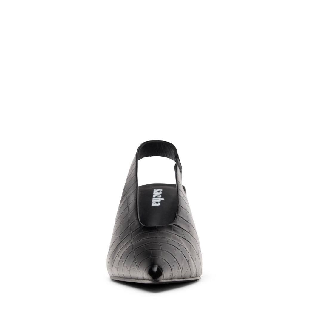 Slingbacks avec motif croco - noir