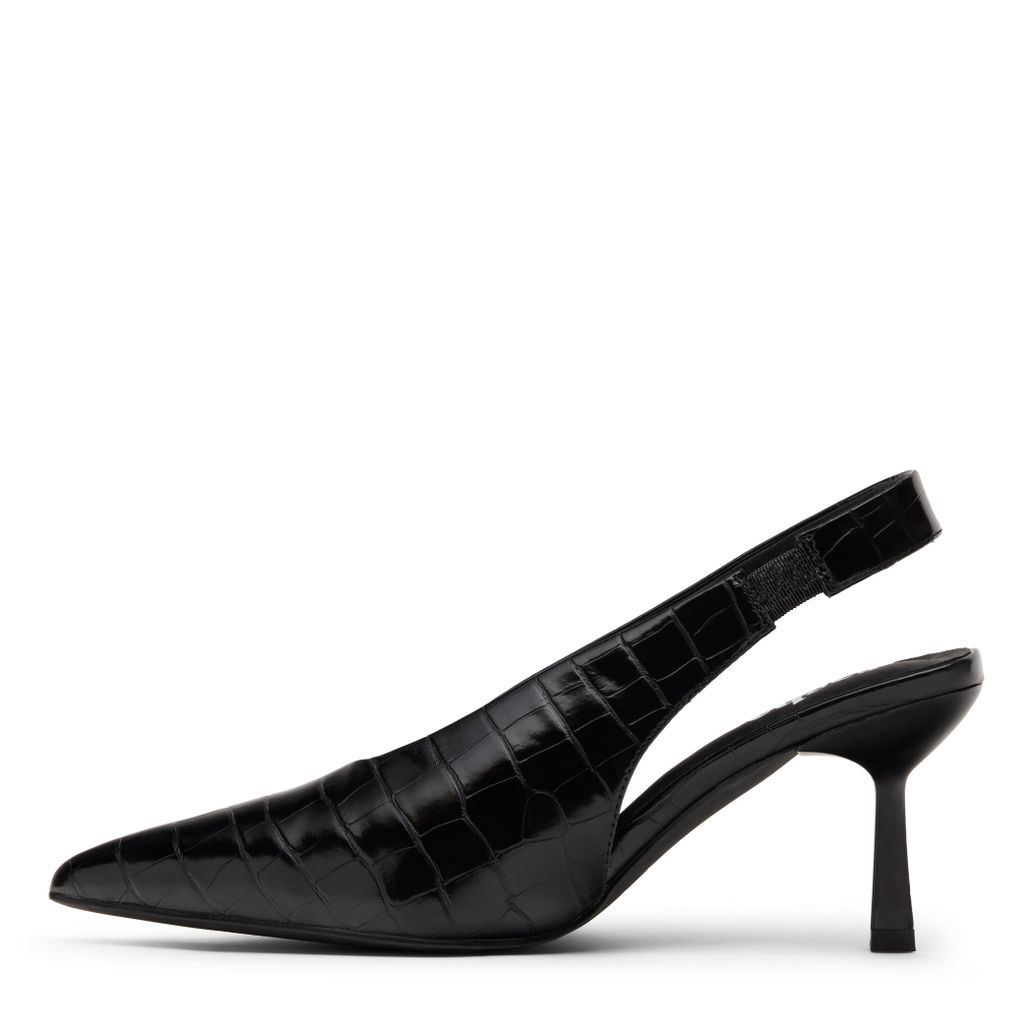 Zwarte slingbacks met croco print