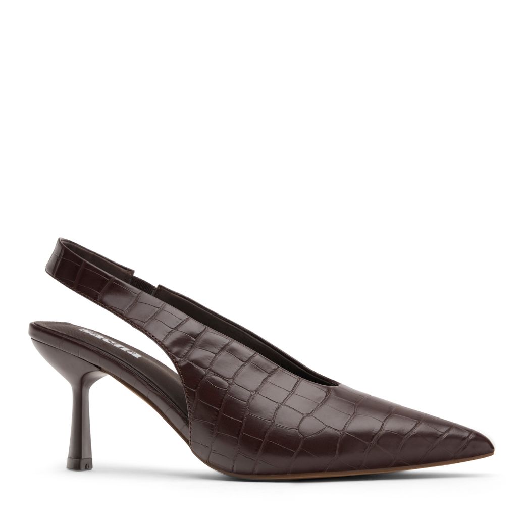Slingbacks avec motif croco - marron