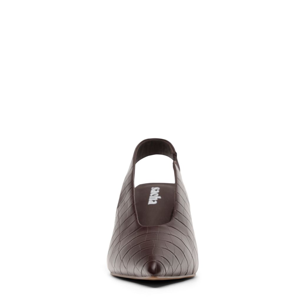 Bruine slingbacks met croco print