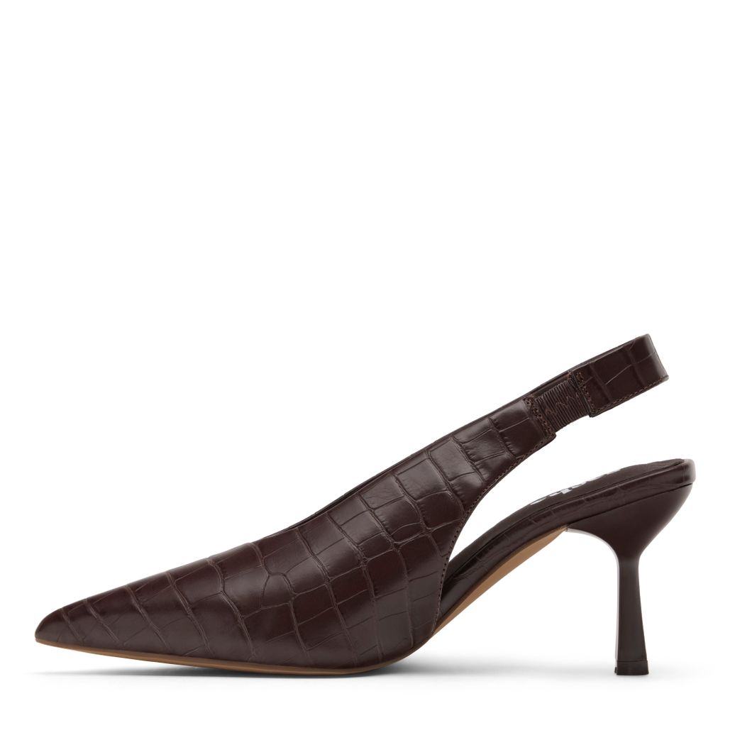 Bruine slingbacks met croco print