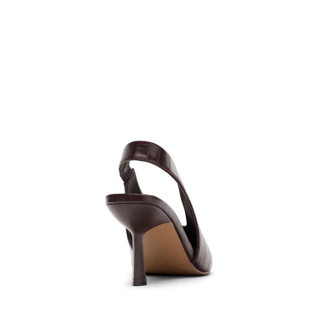 Bruine slingbacks met croco print