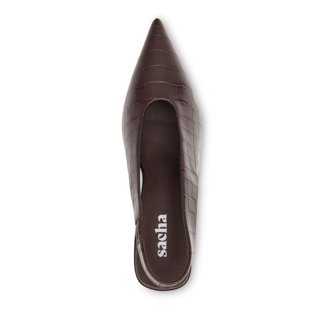 Slingbacks avec motif croco - marron