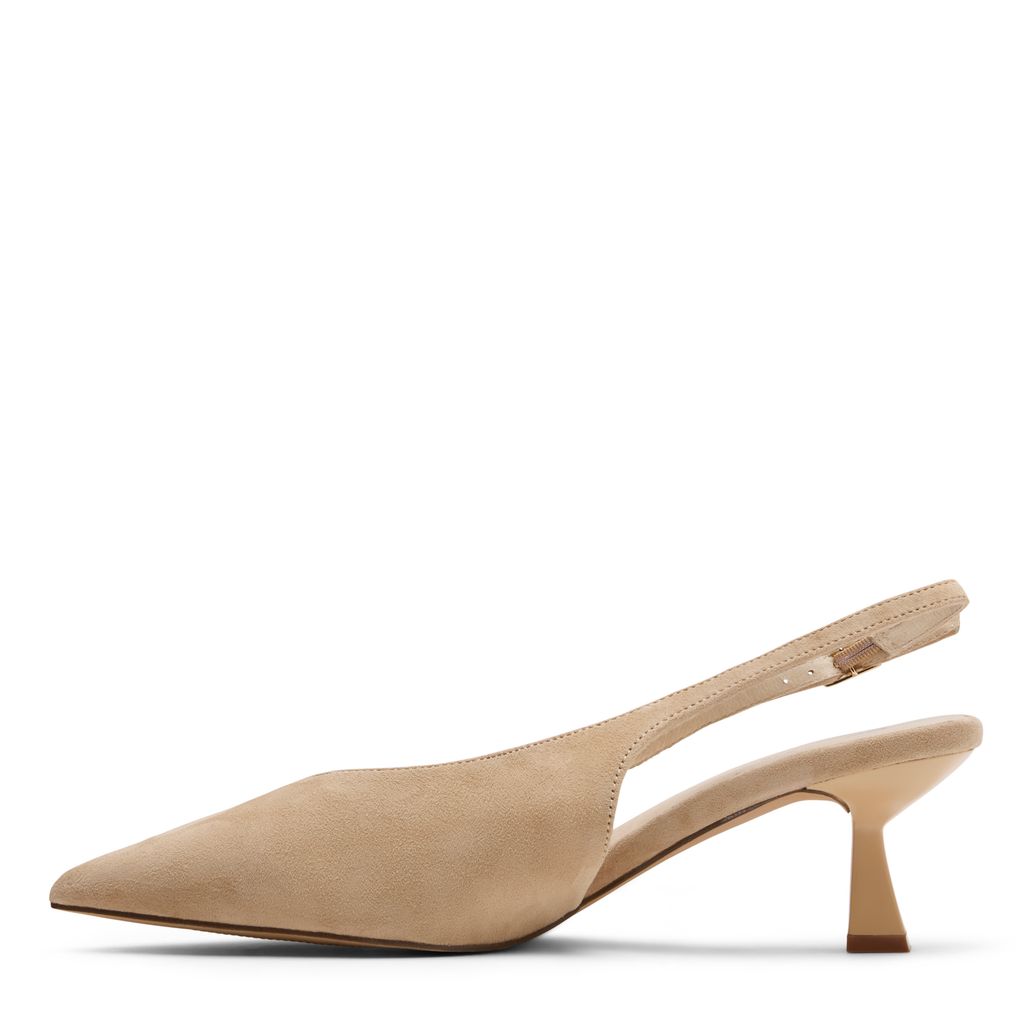 Beige suède slingback pumps
