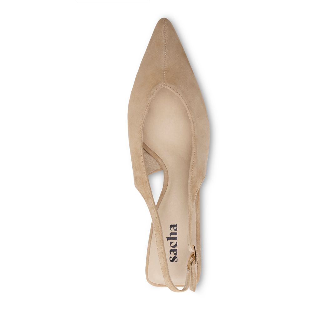 Escarpins slingback en daim - beige