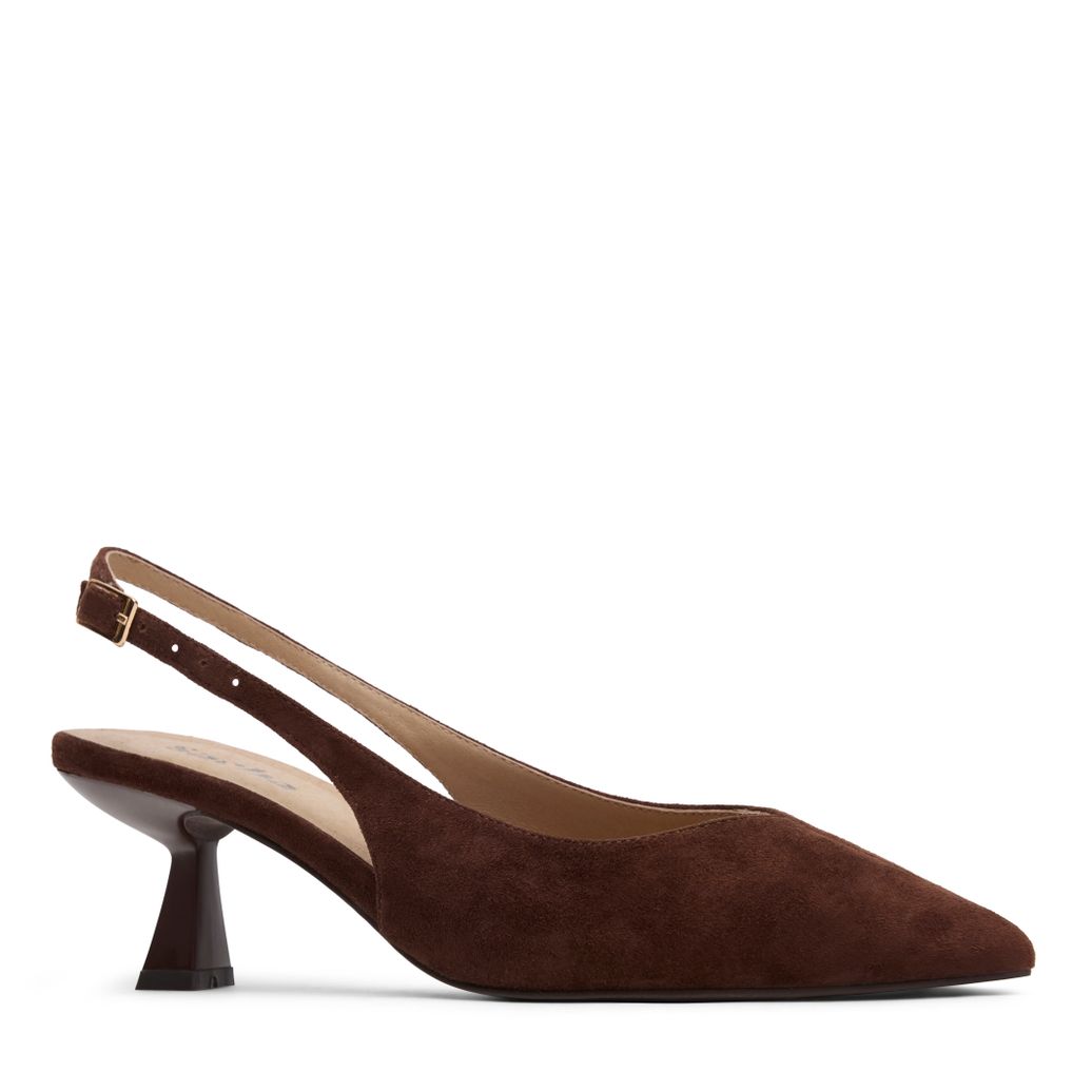 Donkerbruine suède slingback pumps