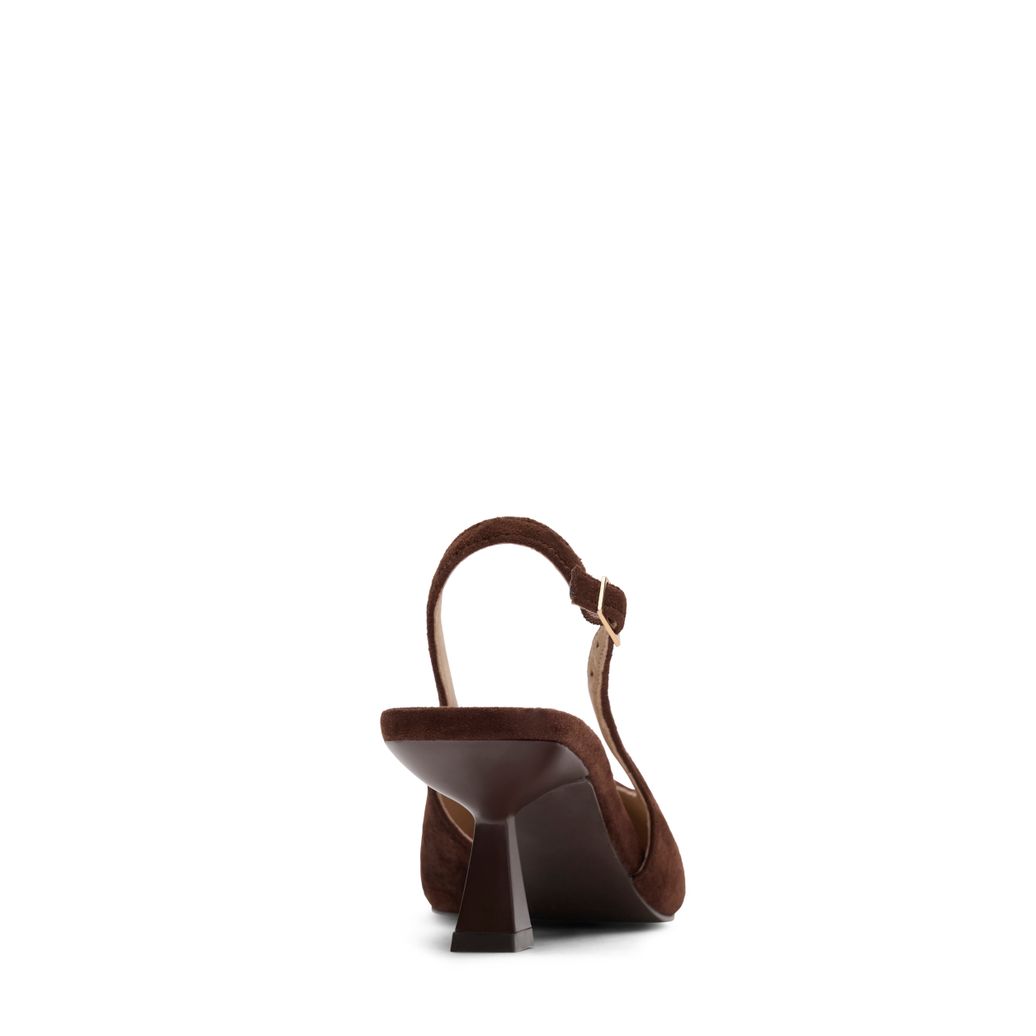 Donkerbruine suède slingback pumps
